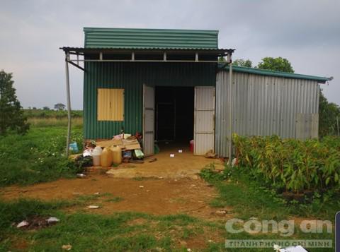 Căn nhà trong vườn rẫy - hiện trường nạn nhân Trần Nho Vương bị sát hại