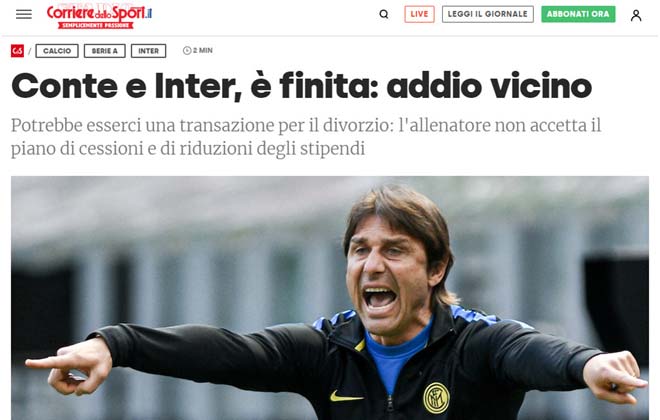 Nóng HLV Conte sắp chia tay Inter Milan, tương lai dàn cựu SAO MU mờ mịt - 1