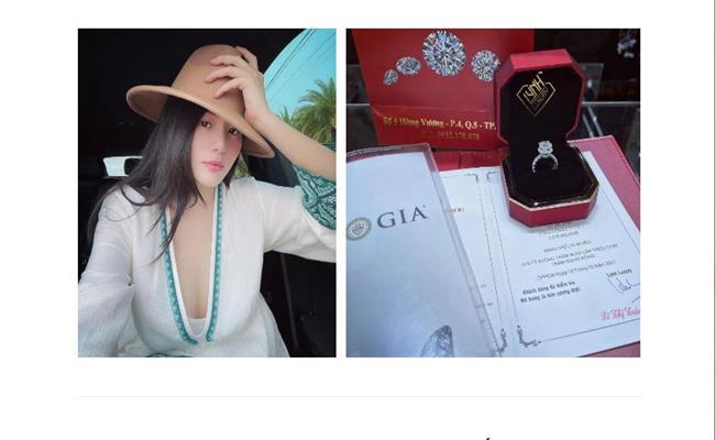 Gương mặt mới của giới siêu giàu - cô nàng Lê Kim Loan (ai_em_loan) cũng đã tậu viên kim cương kích thước khủng có giá khoảng 2 tỷ đồng. 
