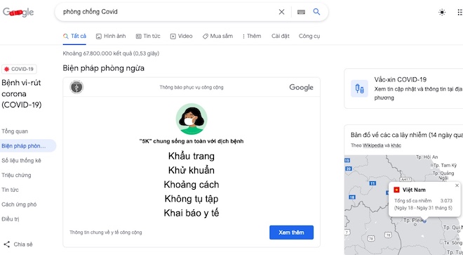 Dịch COVID-19 bùng phát tại Việt Nam, Google kêu gọi 5K ngay trang chủ - 3