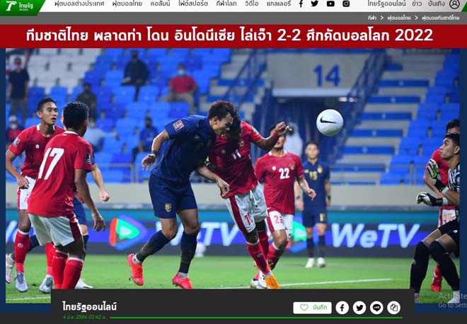 Tương tự, tờ Thairaith cũng cho rằng ĐT Thái Lan xứng đáng với quả penalty phút 90+6