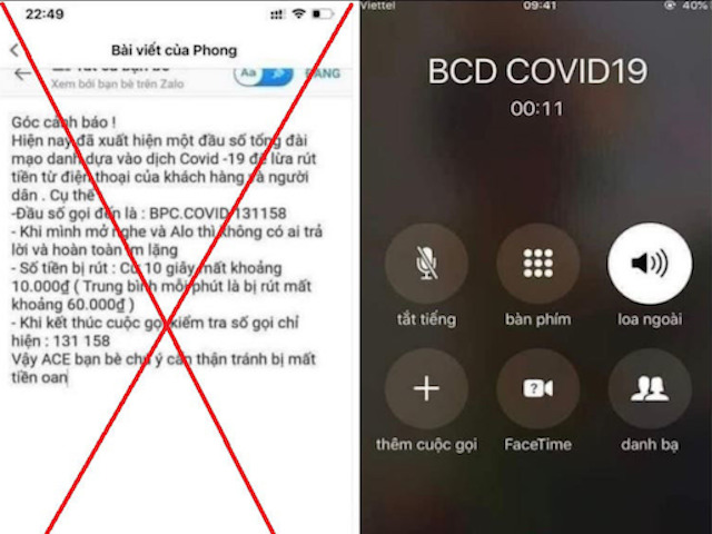 Công nghệ thông tin - "Bị trừ tiền khi nhận cuộc gọi từ BCD COVID19" là tin giả!
