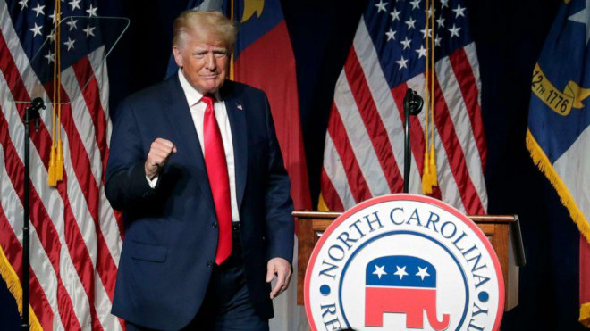 Cựu Tổng thống Trump trong sự kiện mới đây của đảng Cộng hoà bang North Carolina. Ảnh: AP