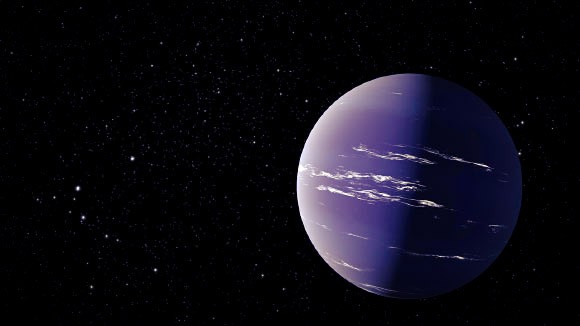 Hành tinh mới với "biển mây" ánh lên màu sắc tím xanh tuyệt đẹp trong ảnh đồ họa - Ảnh: NASA/JPL-Caltech