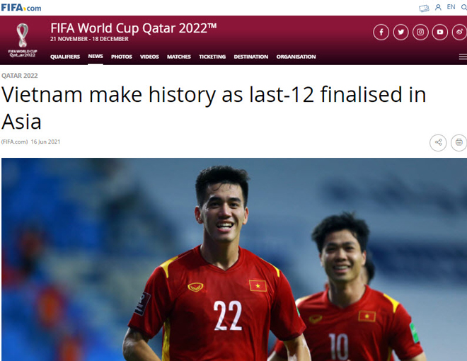 Trang chủ FIFA đưa ĐT Việt Nam ngay trên tiêu đề bài viết