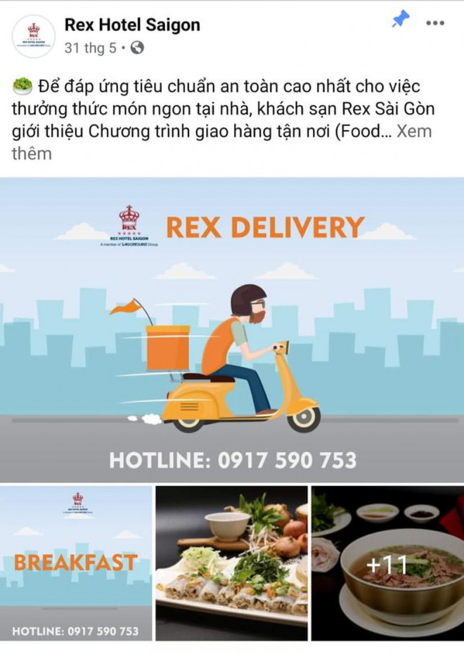 Khách sạn mở hình thức giao đồ ăn tận nhà. Ảnh chụp màn hình