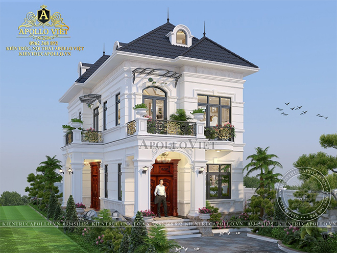 Thiết kế nhà vườn 2 tầng với thiết kế mái Nhật ấn tượng