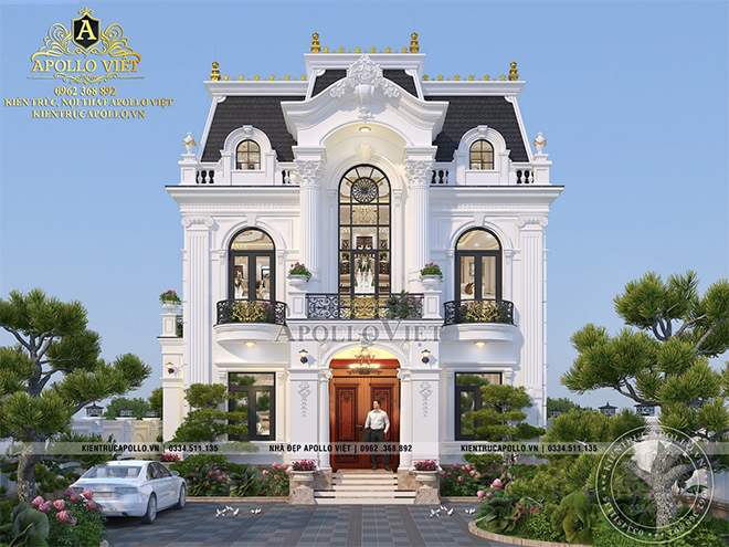 Phối cảnh 3D biệt thự tân cổ điển 2 tầng cuốn hút