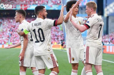 ĐT Bỉ thắng ngược Đan Mạch ở EURO: De Bruyne và Hazard phá kỷ lục 13 năm