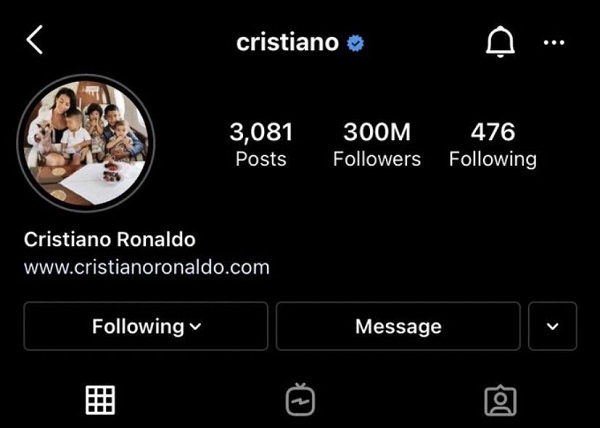 Tài khoản Instagram của Ronaldo