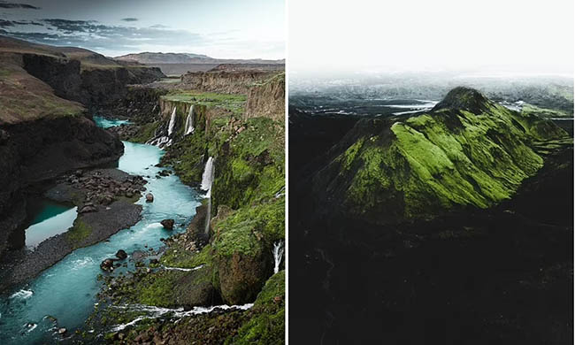 10. Bên trái: Hình ảnh tuyệt đẹp ở hẻm núi Sigoldqugljufur, cao nguyên Iceland. Nơi này được ví như “thung lũng nước mắt, với rất nhiều thác nước.

Bên phải: Một bức ảnh khác ở cao nguyên Iceland.
