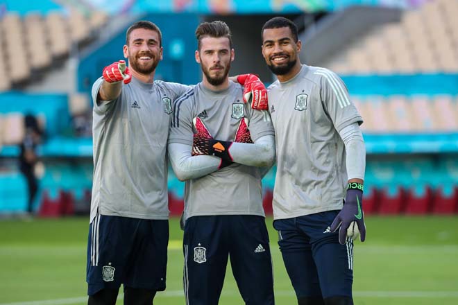 3 thủ môn của ĐT Tây Ban Nha tại VCK EURO 2020 (từ trái sang): Unai Simon, De Gea và Robert Sanchez