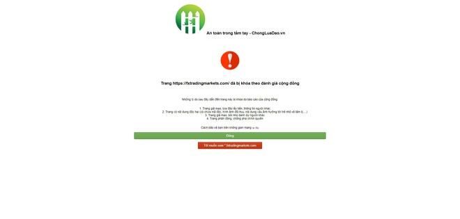 Trang web FXTradingmarkets.com đã đóng cửa, ngưng giao dịch