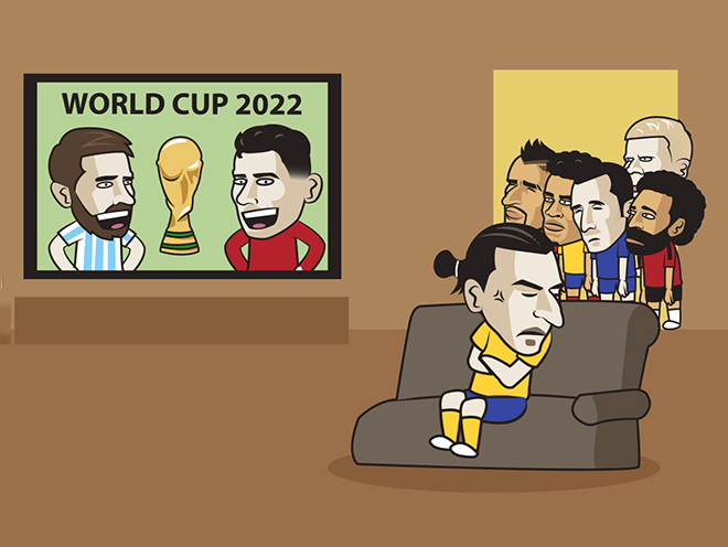 Ibrahimovic cay đắng ngồi nhà xem Messi và Ronaldo đá World Cup.