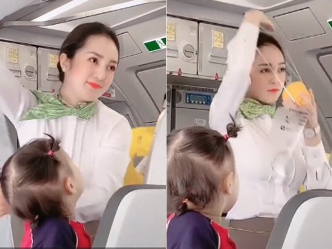 "The flight attendant was secretly filmed on the plane"  After giving birth, she still keeps her slim figure - 1