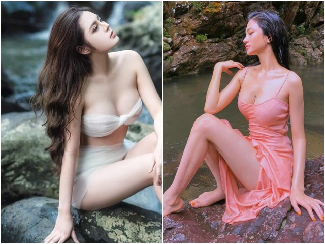 Sao Việt - Mỹ nữ Quảng Ninh “tắm suối” gợi cảm chẳng kém "nữ MC quốc dân"