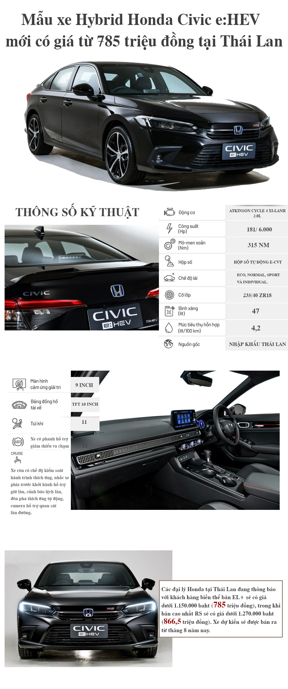 Soi mẫu xe Hybrid Honda Civic e:HEV mới, giá từ 785 triệu đồng - 1