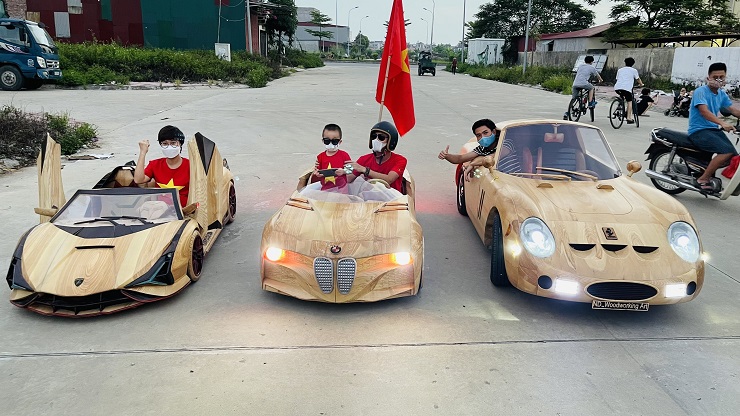 Loạt "siêu xe" bằng gỗ do 9x Bắc Ninh chế tạo. (Ảnh: ND-Woodworking Art).