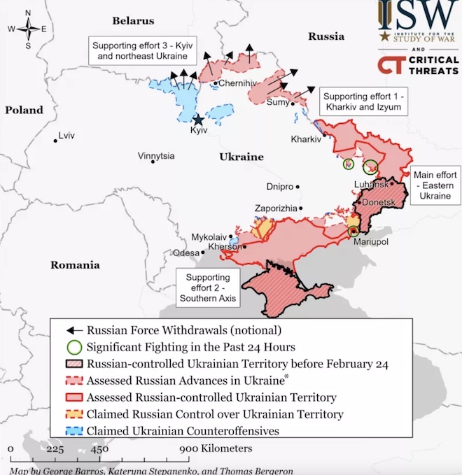 Nga đã rút lực lượng khỏi các khu vực quanh thủ đô Kiev, Ukraine.