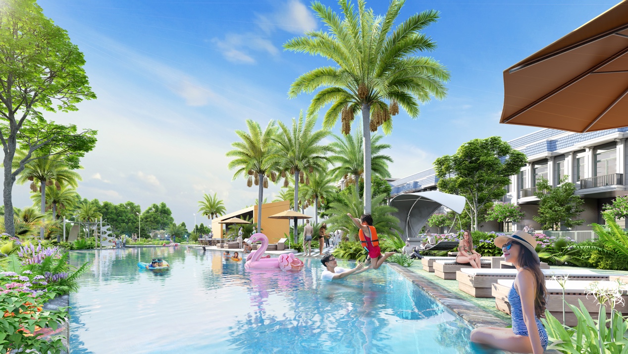 Hồ bơi Spring Pool nằm trong Tổ hợp tiện ích Champion của dự án The Diamond City