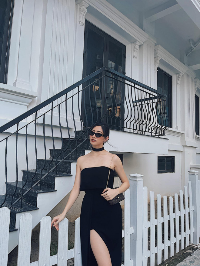 Hoa hậu Đỗ Thị Hà, Lương Thùy Linh đẹp gợi cảm khi 'đụng' váy đen khoe vai trần - 9