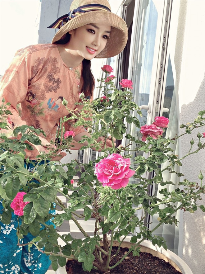 Giáng My rất yêu thích hoa hồng nên trong khu
vườn thường bài trí rất nhiều hoa này quanh các khu vực lối đi.