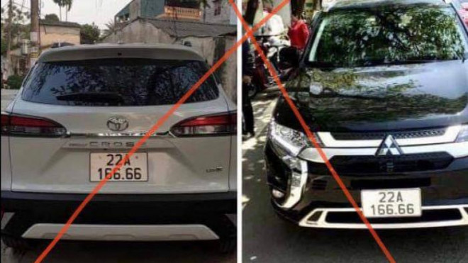Hình ảnh 2 chiếc ô tô tại Tuyên Quang có cùng biển số "độc" 22A-166.66