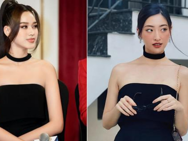 Thời trang - Hoa hậu Đỗ Thị Hà, Lương Thùy Linh đẹp gợi cảm khi 'đụng' váy đen khoe vai trần