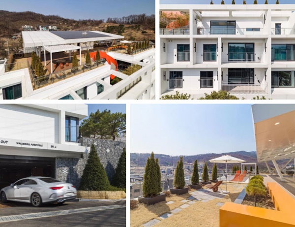 Từ cổng cho đến tiến sâu vào tổng thể tòa nhà,
view sân thượng đều hoành tráng và đi theo thiết kế cực kỳ bắt mắt,
thời thượng