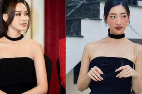 Hoa hậu Đỗ Thị Hà, Lương Thùy Linh đẹp gợi cảm khi 'đụng' váy đen khoe vai trần