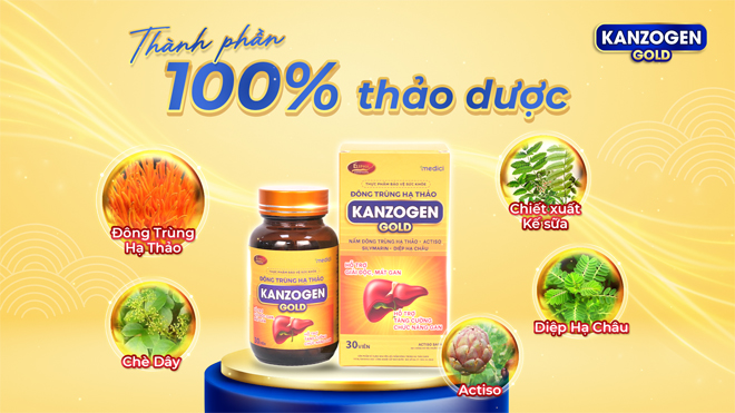 Đông trùng hạ thảo Kanzogen Gold sử dụng thành phần 100% thảo dược an toàn, lành tính