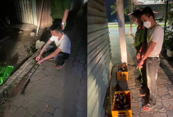 Hậu bị đồng bọn bỏ lại cùng số hung khí là bom xăng, đao tự chế