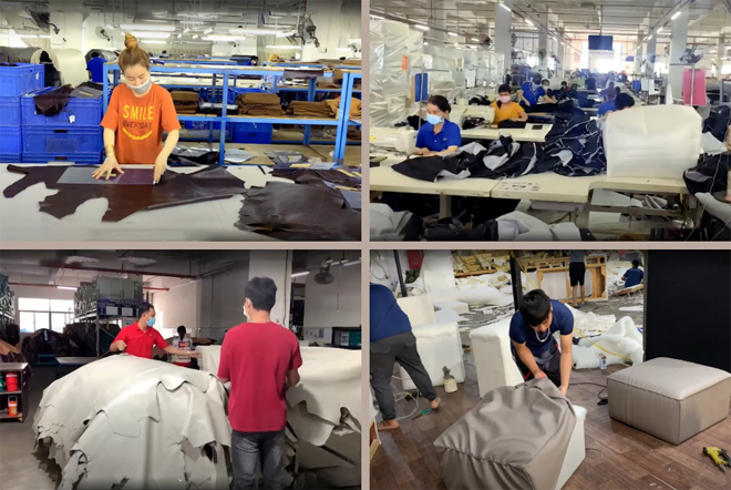 Đội ngũ thợ Hoàng An đang làm việc tại xưởng