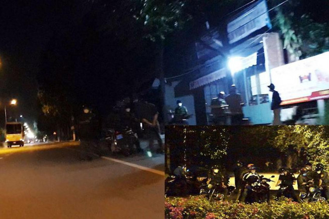 Công an phường Tân An, TP Thủ Dầu Một lập chốt nơi góc đường Nguyễn Chí Thanh (ảnh nhỏ) và chặn bắt xe người vi phạm trên đường không thuộc thẩm quyền tuần tra.