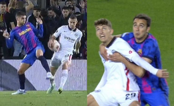 Hai tình huống gây tranh cãi trong trận đấu giữa Barca và Frankfurt