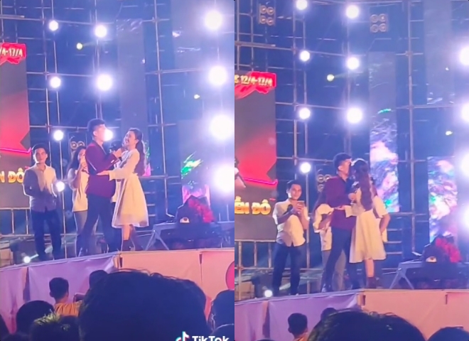 Du Thiên được fan nữ bày tỏ tình cảm, hôn trên sân khấu