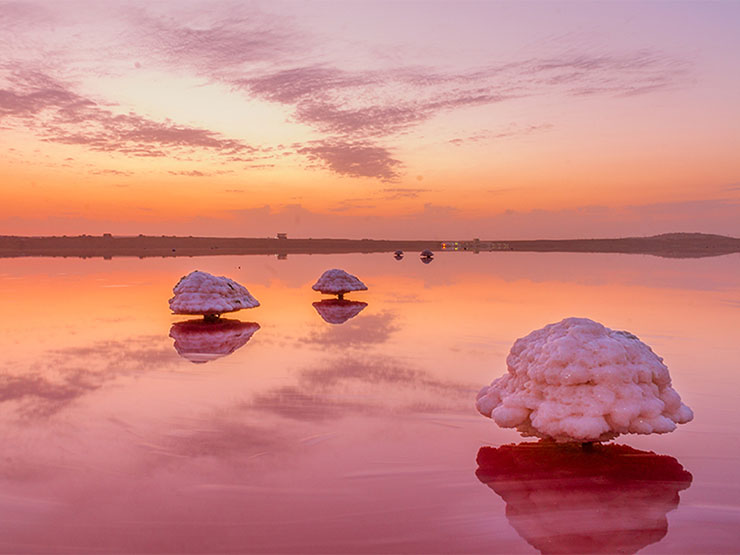 1.Hồ Masazir ở Azerbaijan là 1 trong 8 hồ nước có màu hồng trên thế giới. Màu sắc rực rỡ này là nhờ vào một số sinh vật đặc biệt. Từ năm 1813, hồ nước này là nơi để sản xuất muối thay vì để bơi.
