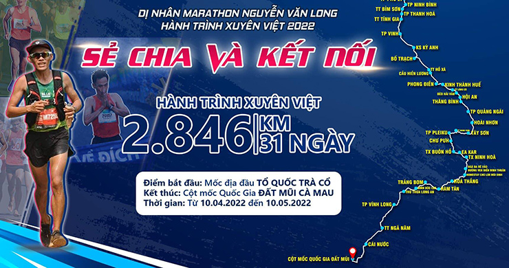 Hành trình chạy xuyên Việt của Nguyễn Văn Long nhằm gây quỹ cho trẻ em Việt Nam