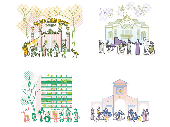 Trong các tác phẩm minh hoạ của mình, Lys Bui luôn cố gắng nắm bắt nét đẹp Sài Gòn thông qua hoa văn, kiến trúc và lịch sử