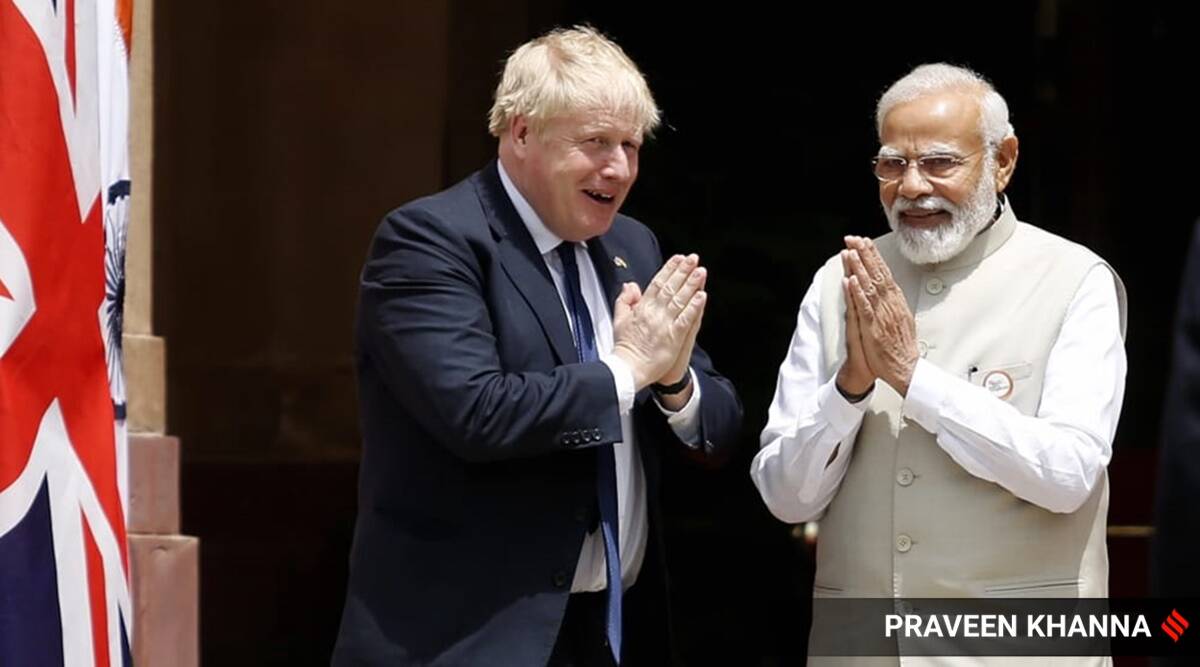 Thủ tướng Anh Boris Johnson gặp Thủ tướng Ấn Độ Narendra Modi (ảnh: Aljazeera)