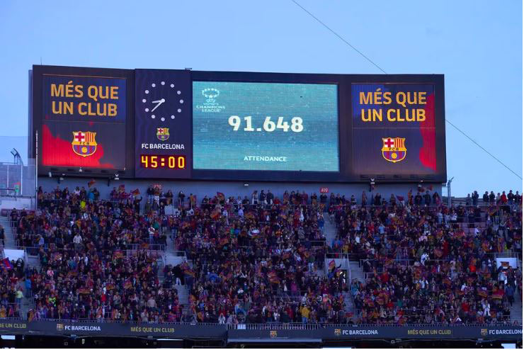 Kỷ lục về lượng khán giả đến sân cổ vũ một trận bóng đá nữ liên tục bị sân Nou Camp phá vỡ