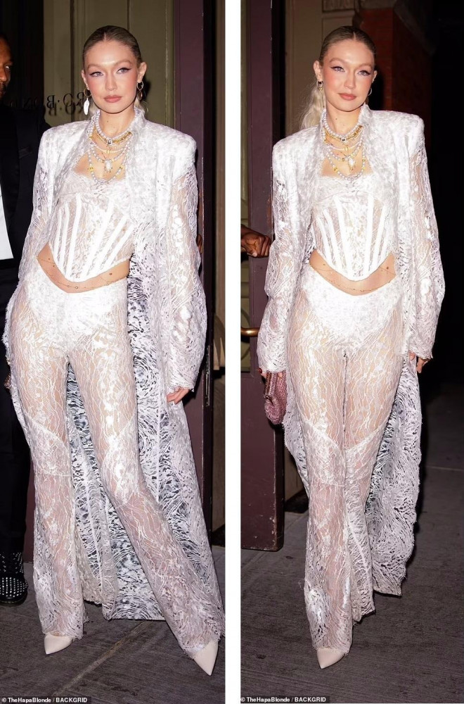 Gigi Hadid in see-through clothes showing off her long legs to celebrate her 27th birthday - 1