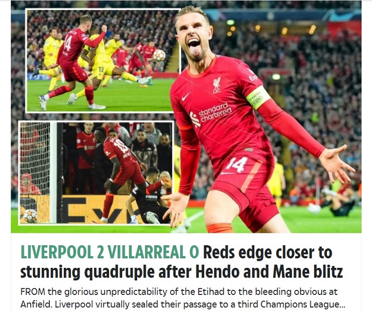 Liverpool hạ Villarreal, báo chí bình luận đội nào vào chung kết Cup C1? - 1