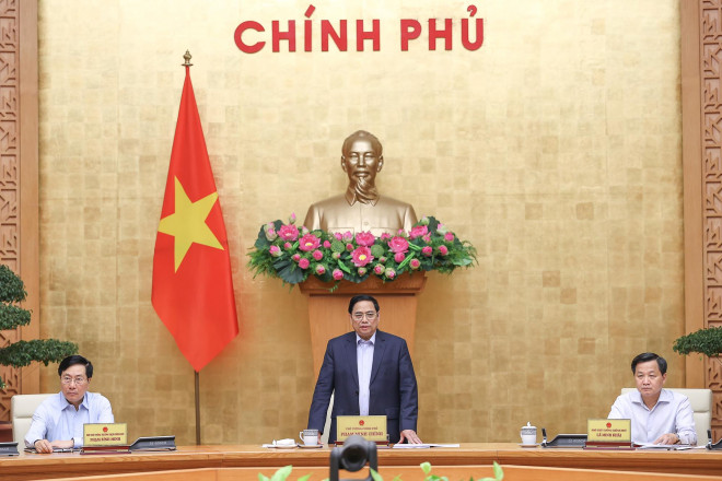 Thủ tướng Phạm Minh Chính chủ trì phiên họp Chính phủ thường kỳ tháng 4 - Ảnh: Nhật Bắc