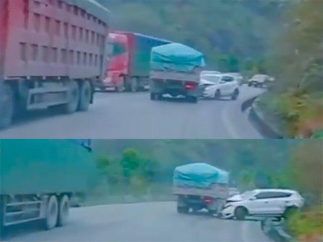 Tin tức ô tô - Xe con đi lấn làn ngược chiều gặp xe tải "tính nóng" và cái kết