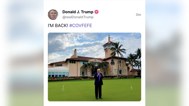 Ông Trump đăng thông điệp đầu tiên trên mạng xã hội TRUTH.