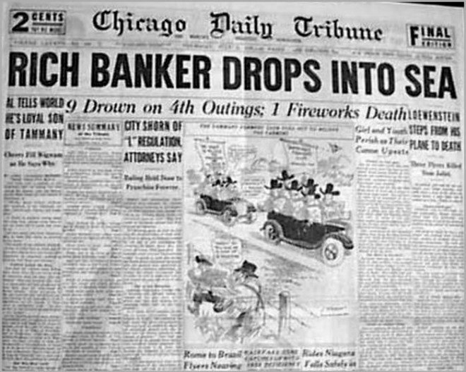 Báo chí đưa tin về vụ tai nạn của ông Alfred Loewenstein