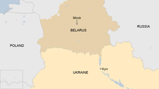 Belarus có biên giới chung với cả Nga và Ukraine. Ảnh: BBC