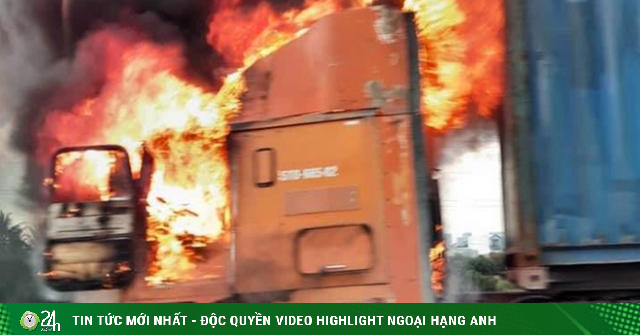 The container truck caught on fire on the Ho Chi Minh City – Long Thanh – Dau Giay highway