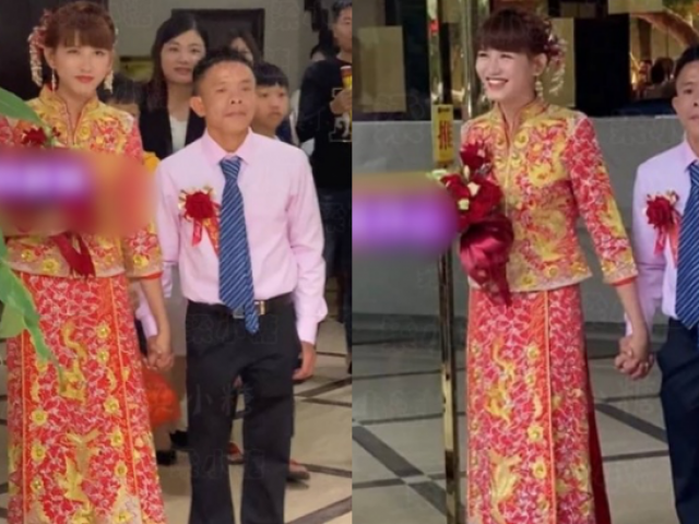 Bạn trẻ - Cuộc sống - Cô dâu 19 xinh như Hoa hậu cưới chồng "già xấu" còn thấp hơn nửa cái đầu